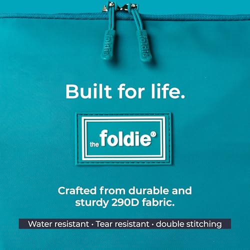 The Foldie Foldable Travel Bag for Women - 40L Weekender Bag with Multiple Pockets - Carry On Expendable Travel Bag - color: Teal