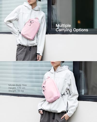 Inateck Sling Bag X-Row with RFID Blocking, Spacious Crossbody Shoulder Chest Everyday Carry Bag with Quick-adjust Strap, Water-resistant Sling Backpack for Men, Women, Travel, Cycling, Hiking, Pink - color: Pink