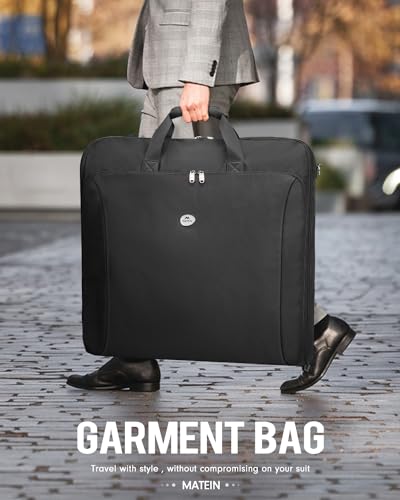 MATEIN Garment Bags for Travel, Large Double Layer Suit Bag Up to 6 Suits - color: Black