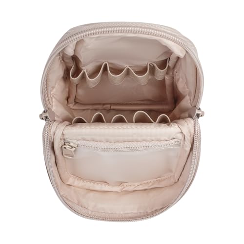RSRSLEII Small Standing Makeup Bag, Wipe-Clean Brush Holder (01Beige) - color: 01Beige