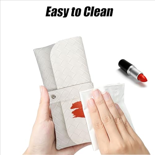 Faux Leather Glasses Pouch, Portable Bag for Sunglasses travel glasses bag - color: Weave Pattern White