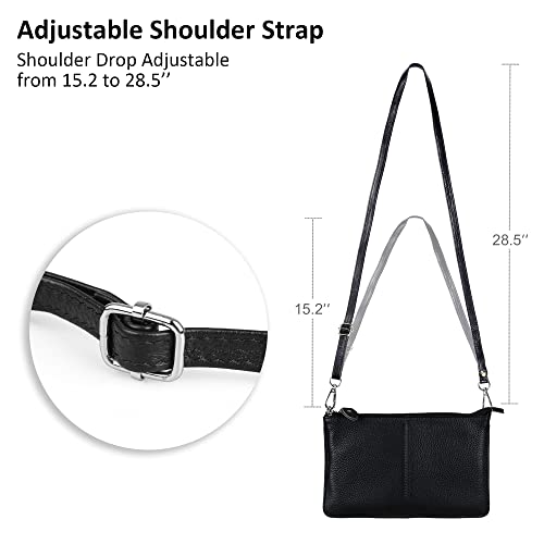 befen Genuine Leather Small Crossbody Bags for Women Wristlet Wallet Purses - color: Black