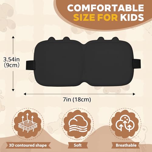 Kids Sleep Mask, 3D Contoured Eye Mask for Sleeping - color: Black