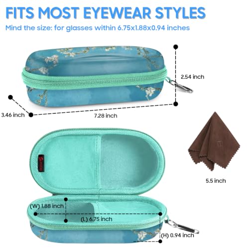 FINTIE Double Glasses Case with Carabiner, Hard Shell Sunglasses Organizer - color: Blossom