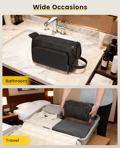 Vorspack Genuine Leather Toiletry Bag for Men - Dark Brown