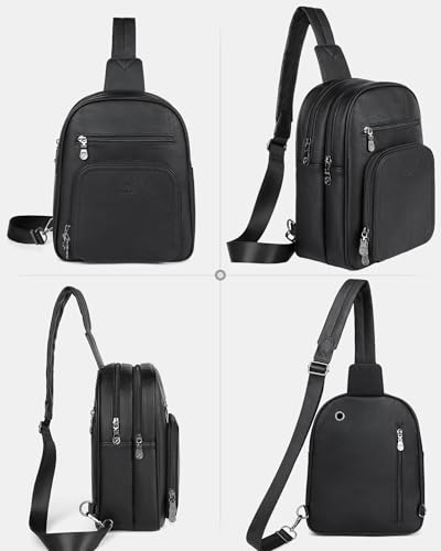 FADEON Sling Bags for Women Crossbody Bag, Designer PU Leather Sling Purse - color: L-black Retro Style, size: Large