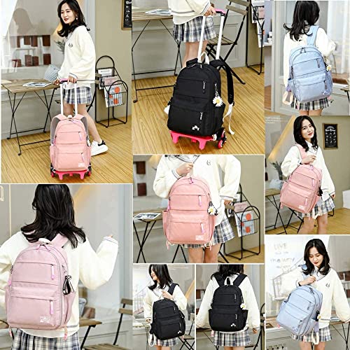 Kids Rolling Backpack with Wheels, Wheeled School Backpack for Girls Boys - color: A-blue Six Wheels, size: Six Wheels
