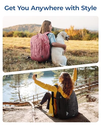 BAGSMART 17.3 Inch Large Travel Backpack, Carry On Flight Approved, Pink - color: Pink, size: 17.3 Inch