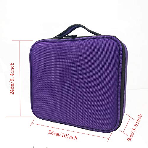 Semilyn Travel Makeup Bag for Women Makeup Organizer Train Case Cosmetic Makeup Storage Bag Organizer with Adjustable Dividers for Brush,Nail Tool,Toiletry,Jewelry Digital Accessories Purple