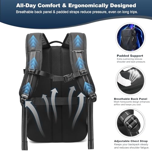 Vacuum Backpack Travel - 60L Expandable Carry-On Vacpack Backpack with Vacuum Pump, TSA Lock, Laptop Compartment, Water-Resistant Seal Compression Bag for Business & Flight Travel (Black) - color: Black