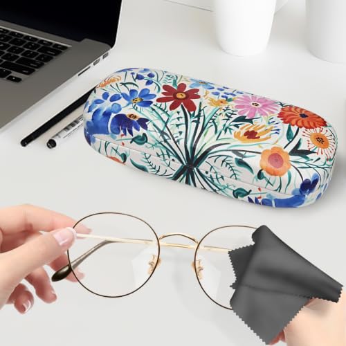 molshine Hard Shell Sunglasses Case, Classic Large Glasses Case for Women Men, Sunglass Eyeglasses - color: Yellow Flower