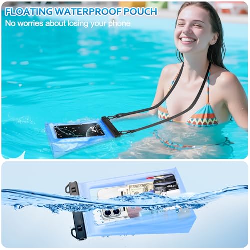 PEDVSTY Waterproof Phone Pouch Floating, Double Seals, Expandable Space - color: Blue, size: Regular (Up to 7.2")