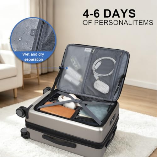 VANKEAN 20 Inch Expandable Hardshell Spinner TSA USB Port Carry-On Approved - color: CHAMPAGNE