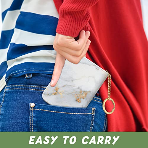 Credit Card Holder for Women, Small RFID Wallet Slim Leather Card Case - color: B-Grey Marble, size: Keychain
