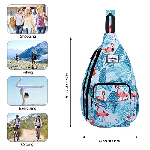 Backpack Sling for Women Anti-Water Crossbody Bag Inclined Adjustable Pack - color: Flamingo Blue