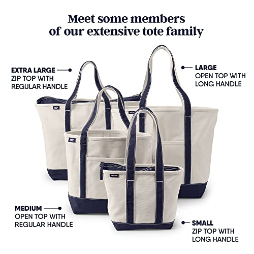 Lands' End Zip Canvas Tote - color: Natural/Bright Spruce, size: Large Long Handle