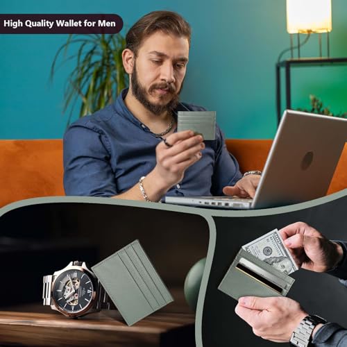 M-Plateau Super Slim Genuine Leather Credit Card Wallet - color: Light Green