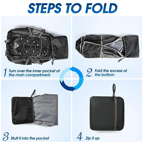IGOLUMON Hiking Backpack 40L Packable Lightweight Camping Daypack Men Women - color: Black