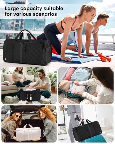 40L Large Foldable Duffle Bag for Women & Men Travel - color: Beige