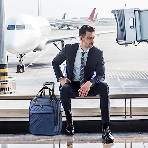 VANKEAN 16" Underseat Rolling Suitcase Travel Business Lightweight - color: Haze Blue