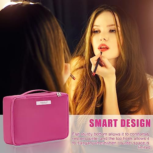 Queboom Travel Makeup Bag Cosmetic Bag Toiletry Bag for Women & Men, Rosy - color: Rosy-1pcs