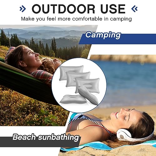 Maitys 5 Pcs Inflatable Camping Pillow,16.93 X 10.63 Inches,Gray - color: Gray, size: 16.93 x 10.63 Inches