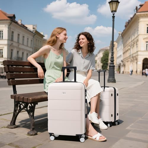 Merax Luggage Set, 3 Piece Hardcase Luggage with Double Spinner Wheels | Carry on Suitcase Airline Approved,20+24+28 inch,Light Pink - color: Light Pink, style: Luggage-20/24/28