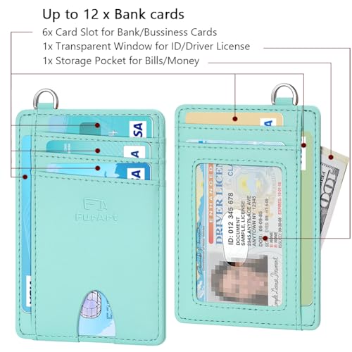FurArt Slim Minimalist Wallet RFID Credit Card Holder for Men - color: Lake Blue