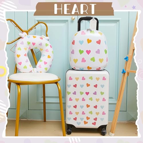 Sanwuta 4 Pcs Kids Luggage Set, White, 20 Inch, Heart - color: White, size: 20 Inch