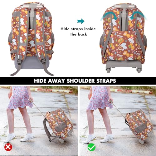 Tilami Rolling Backpack for Boys and Girls,Humburgers - color: Humburgers