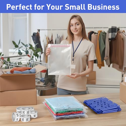 BoxLegend Shirt Folder Board with 11x14 T Shirt Bags and 7 Sizes Stickers - color: Blue