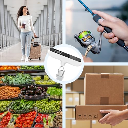 Ultrean Luggage Scale with Power Display, 110lb Digital Suitcase Weight Scale for Travel, Portable Handheld Baggage Scale with Ergonomic Curved Handle, Battery Included