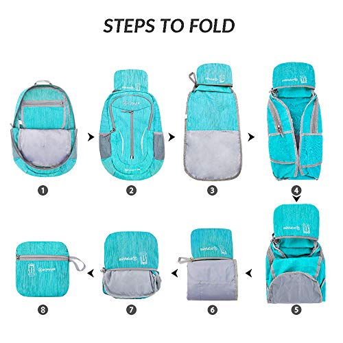 ZOMAKE 25L Lightweight Packable Backpack, Foldable Daypack(Aqua Blue) - color: Aqua Blue