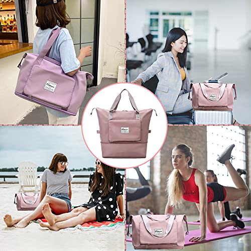 Large Capacity Foldable Travel Bag - color: Dull Pink