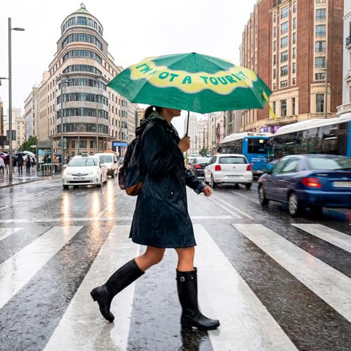 Fisura - Travel Umbrella – Original Strong Automatic Folding Rain Umbrella, Compact Small Light & Portable, Waterproof Rain for Gift - color: Not a Tourist