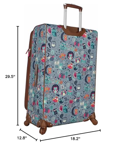 Lily Bloom Design Pattern 28" Luggage Softside Expandable With Double Spinner Wheels, Large Lightweight Suitcase Checked Bag For Women - color: Night Owl