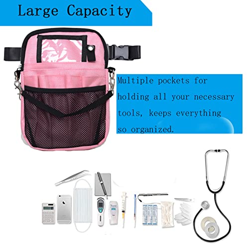 Nurse Fanny Pack, Multi Compartment Nursing Fanny Pack with Pockets | Utility Waist Bag for Work Supplies, Suit for Nurses, RN, Vet, EMT-Pink - color: Pink