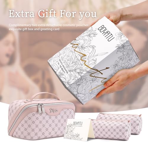 BOYATU Travel Makeup Bag Cosmetic Bags for Women: 3-Piece Makeup Bag Set - color: A-3-Pink