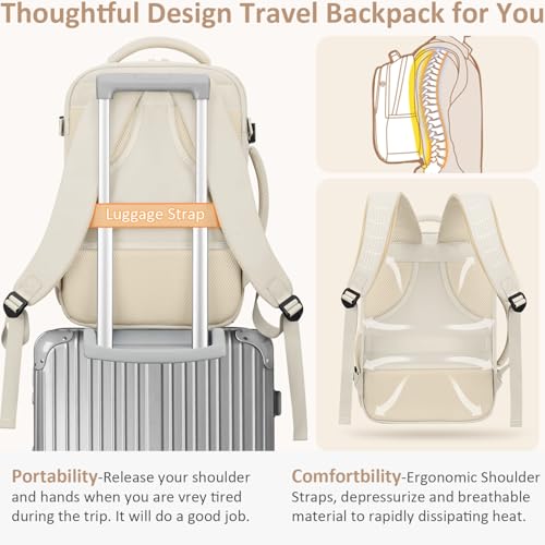 Tenot Travel Backpack for Women 15.6 Inch, Large - color: Beige, size: X-Large-17 Inch