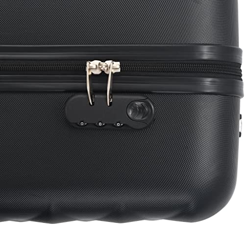 3 Piece Hardcase Trolley Set, Black Hardshell Luggage with 360 Degree Spinner Wheels, Durable ABS Suitcase Set with Security Lock for Business Trips and Family Vacations - color: Black, size: 14.2" x 8.7" x 21.7"