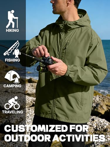 UIQUR Mens Cycling Jacket Waterproof Rain Jacket - color: Army Green, size: X-Large