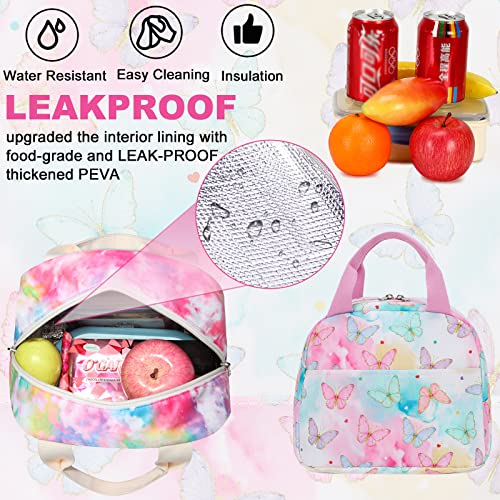 LEDAOU Backpack for Girls School Bag Kids Bookbag Teen Backpack Set Daypack with Lunch Bag and Pencil Case - color: Butterfly