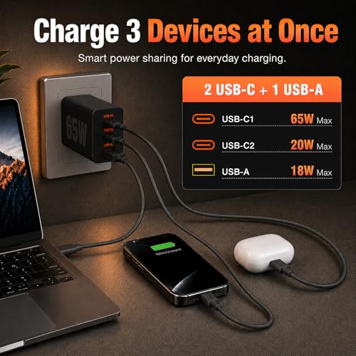 65W Super Fast Charger PD3.0&6/10FT USBC Cable for Samsung Galaxy S26 Ultra - color: Black, size: 10+10+6+6+3+3FT