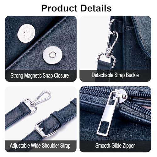 RFID Crossbody Bags for Women Vegan Leather with 2 Straps White - color: Blue