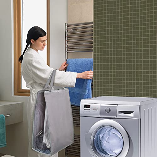 FENTEC Hanging Laundry Hamper,2 Pack Grey Hanging Laundry Basket - color: Grey, size: 2 Pack-one Section