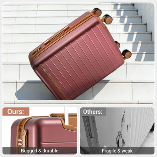 Kono Carry-On Suitcase 20in Expandable ABS+PC Airline Approved Burgundy - color: Burgundy, size: Carry-On 20-Inch