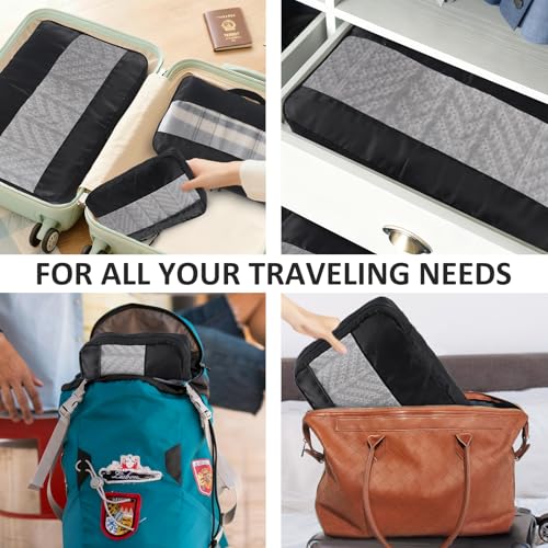 U+U 5 Set Packing Cubes, Travel Organizers with Shoe Bag (Black) - color: Black