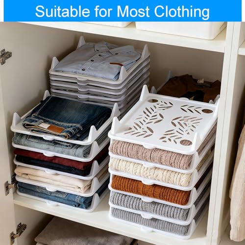 10 PCS T Shirt Organizer for Clothes Storage, Stackable Closet Organizer with Easy Access, Shirt Folder Board, Sturdy and Durable, Clothes Folder