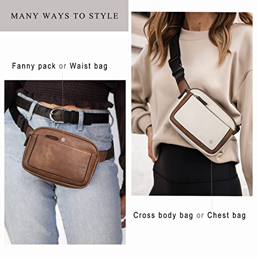 CLUCI Fanny Packs for Women Cross body, Belt Bag for Women, Mini Everywhere Crossbody Waist Bag Adjustable Strap, Vegan Leather Women's Fanny Pack - color: Dark coffee