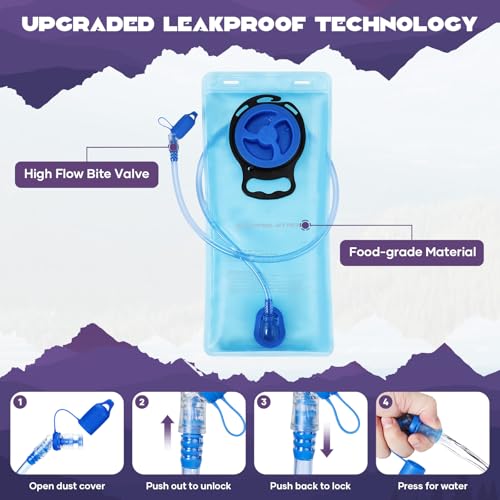 Maelstrom Lightweight Hydration Hiking Backpack with 2L/3L Water Bladder - color: 5.Purple, size: 3L Bladder